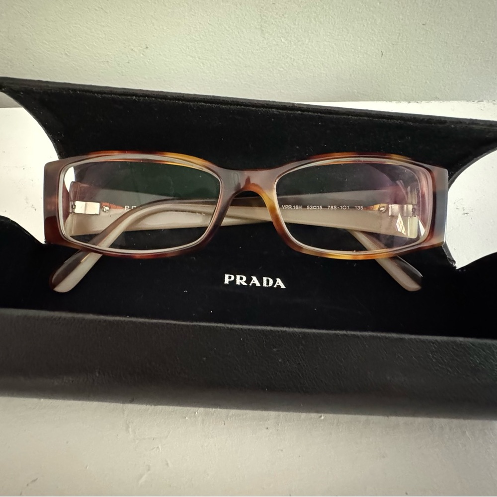 Prada Two Tone Tortoise Shell Rectangular Glasses… - image 2